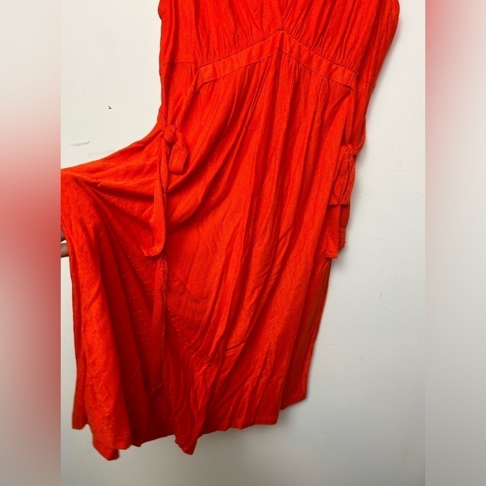 FRENCH CONNECTION Orange Sleeveless Orange V-Neck stretchy Dress 12 feminine - Picture 3 of 8